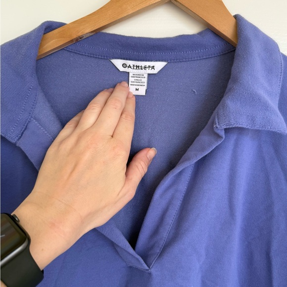 Athleta Retroterry Polo Sweatshirt Purple Lavendar Long Sleeve Collar Size M - Picture 6 of 9
